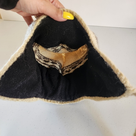 Handmade Vintage Wool Beige Trapper Winter Hat Touque Mens Womens Cowichan 90s - Picture 3 of 6